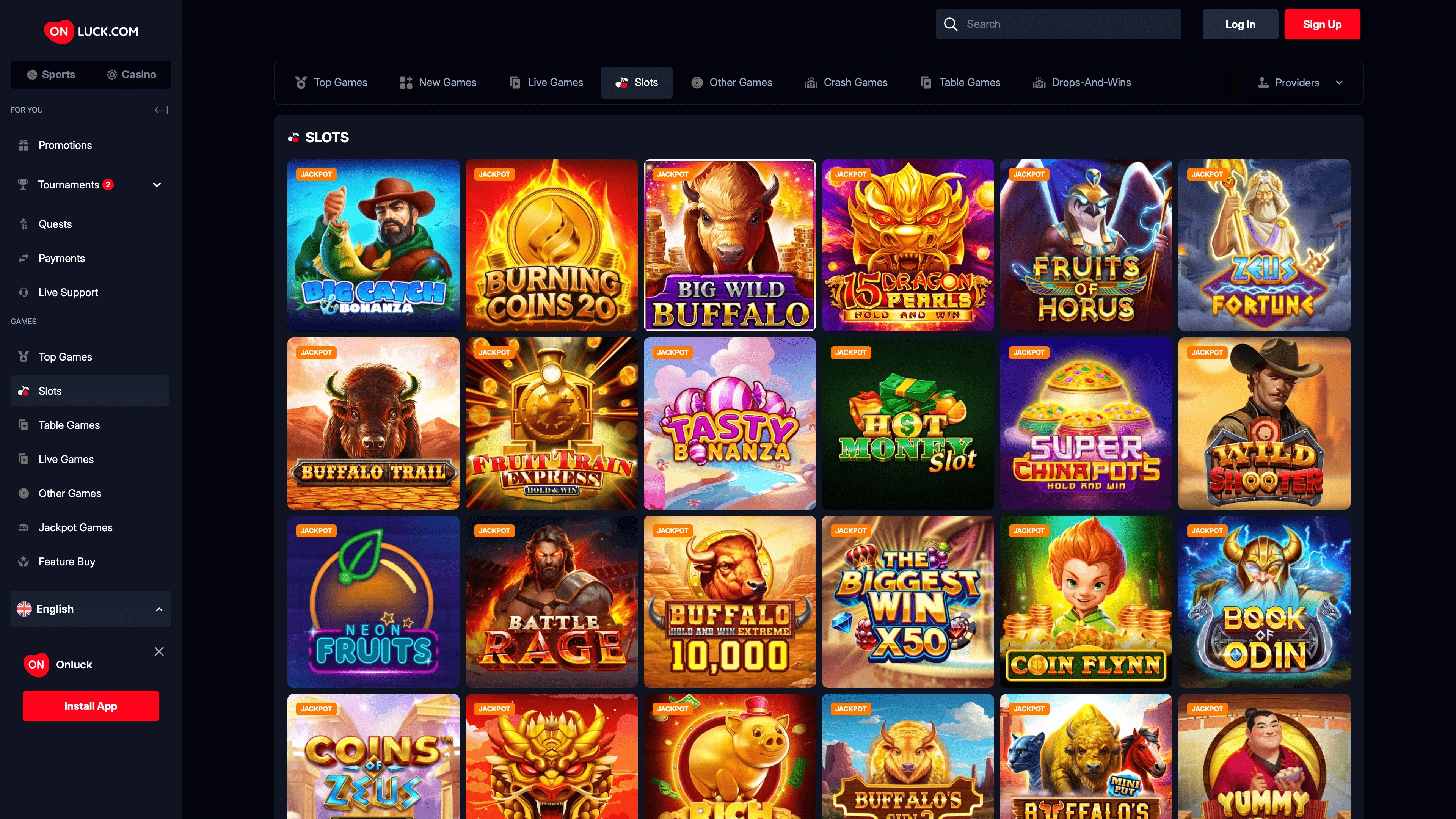 OnLuck Casino Games Selection